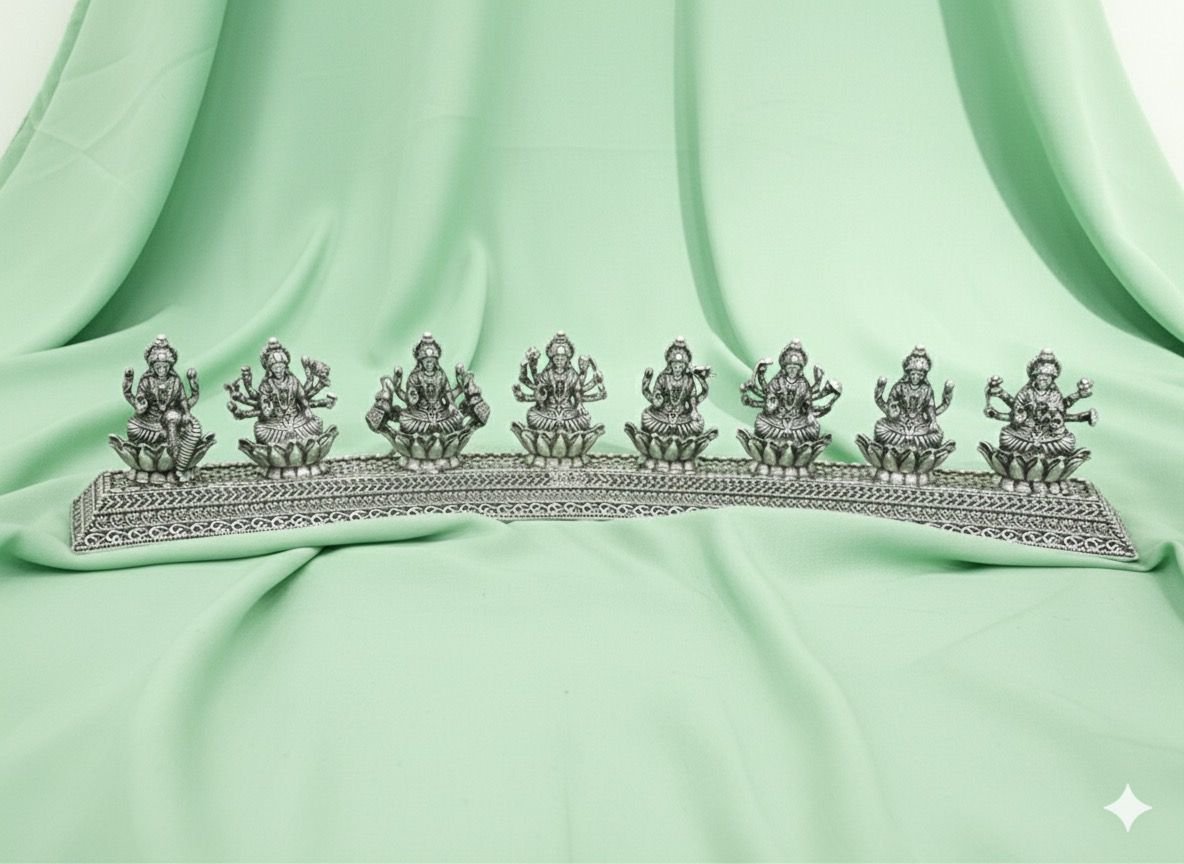 92.5 Silver Antique Ashta-Lakshmi Idol — Single-Stage Silver Ensemble